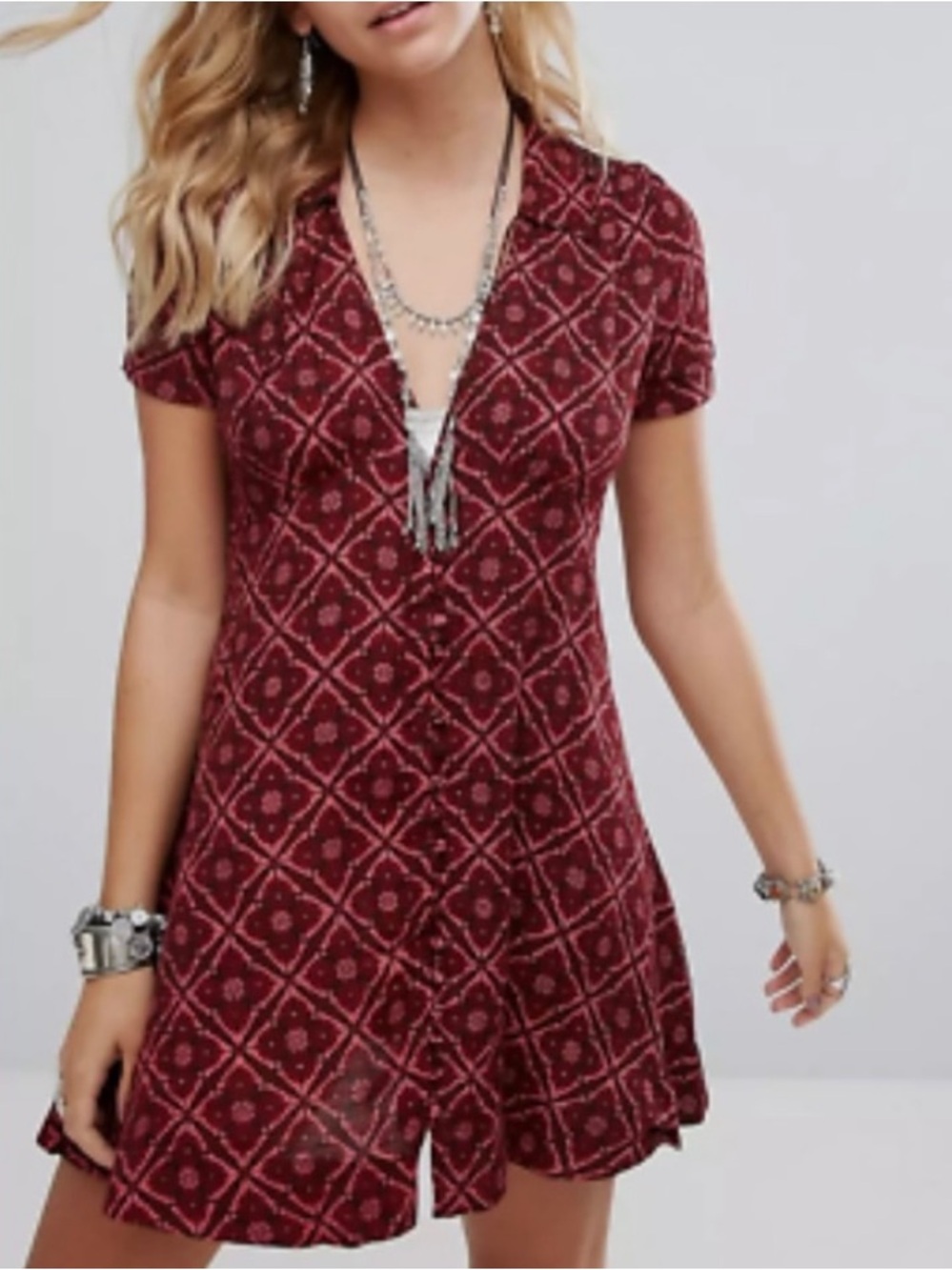 ☀️ FREE PEOPLE Melody Mini Dress in Red & Pink